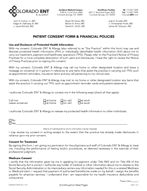 Patient Consent Form & Financial Policies