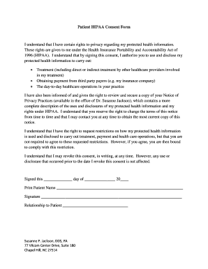 HIPAA Patient Consent Form