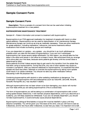 Buprenorphine Treatment Consent Form