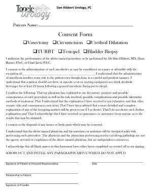 Urology Procedure Consent Form