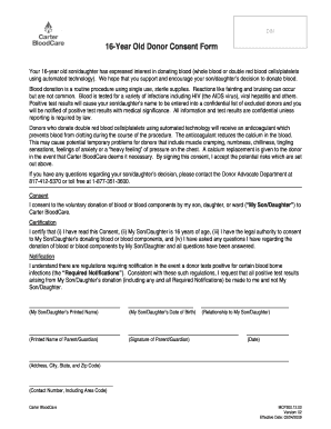 16-Year Old Donor Consent Form