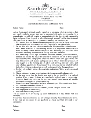 Oral Sedation Information and Consent Form