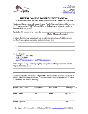Student Consent to Release Information