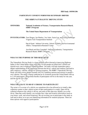 Participant Consent Form for Secondary Driver