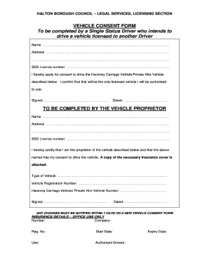 Vehicle Consent Form