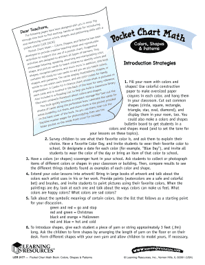Pocket Chart Math Book: Colors, Shapes & Patterns