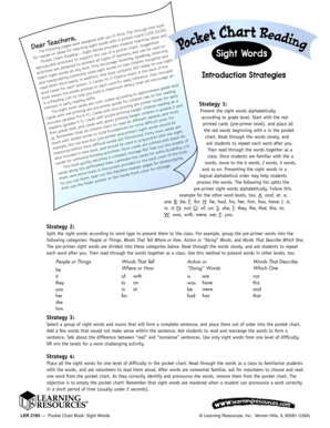 Sight Words Pocket Chart Book