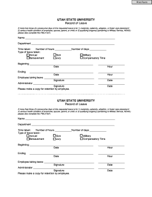 Utah State University Leave Request Form