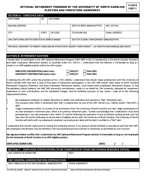 University of North Carolina ORP Election Agreement
