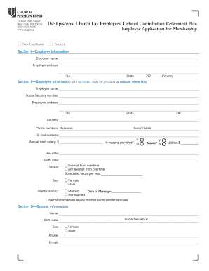The Episcopal Church Lay Employees' Defined Contribution Retirement Plan Employee Application