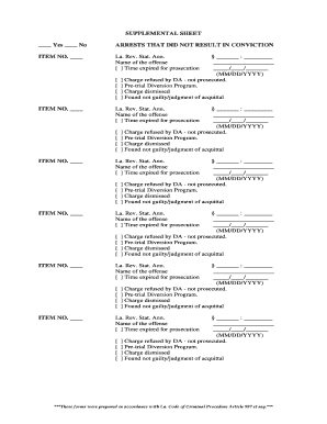 Louisiana Criminal Record Supplemental Sheet
