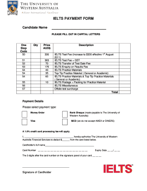 IELTS Payment Form