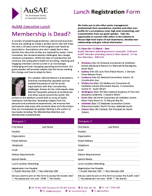 AuSAE Executive Lunch Registration Form