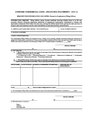 Uniform Commercial Code Financing Statement Request