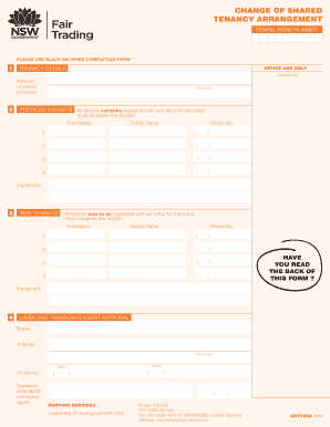 Change of Shared Tenancy Arrangement Form
