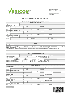 Credit Application and Agreement