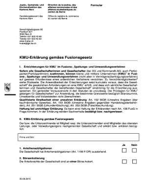 KMU-Erklärung gemäss Fusionsgesetz