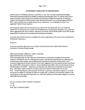 NOAA B-WET Teacher Survey