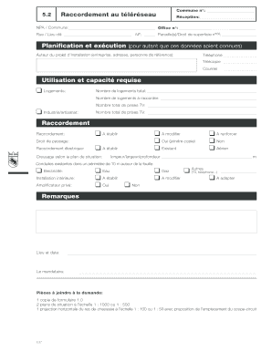 Formulaire de raccordement au téléréseau