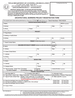 Texas Architectural Barriers Project Registration Form