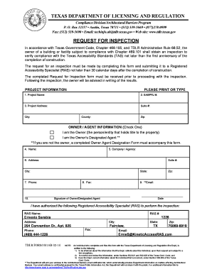 Texas Request for Inspection Form