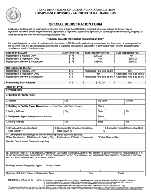 Texas Architectural Barriers Special Registration Form