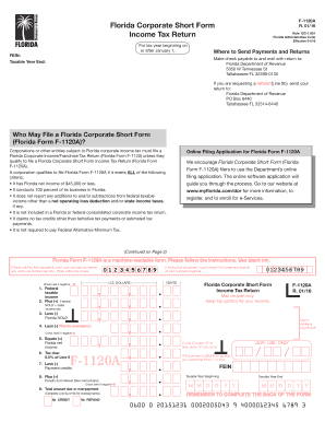 Florida Corporate Short Form F-1120A