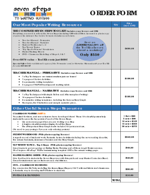 Seven Steps Writing Order Form
