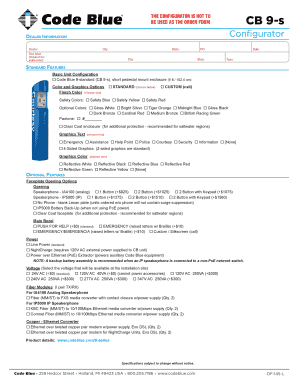 Code Blue 9-S Dealer Configurator Form