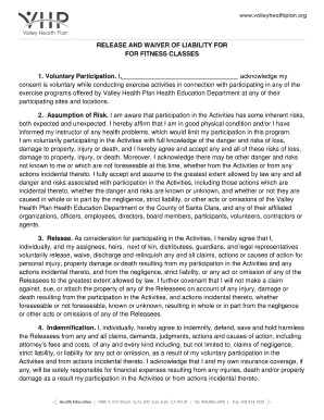 Valley Health Plan Exercise Waiver
