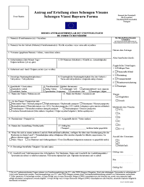 Antrag auf Erteilung eines Schengen Visums