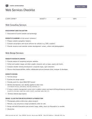 Web Services Checklist