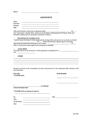 Real Estate Purchase Agreement Amendment