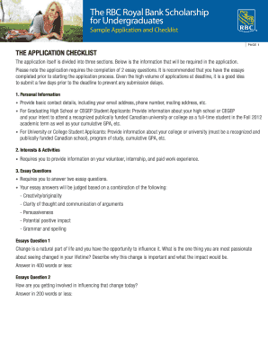 RBC Royal Bank Scholarship Application