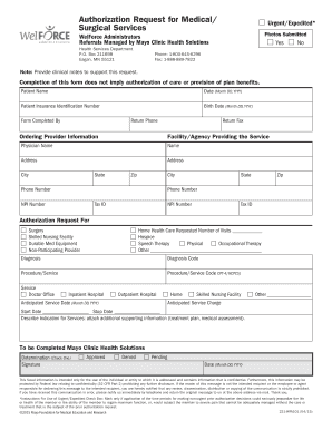Authorization Request for Medical/Surgical Services