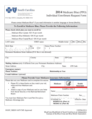Medicare Blue Individual Enrollment Request Form