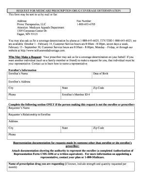 Medicare Prescription Drug Coverage Determination Form