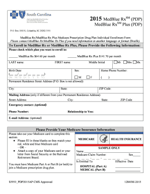 MedBlue Rx Medicare Prescription Drug Plan Enrollment Form