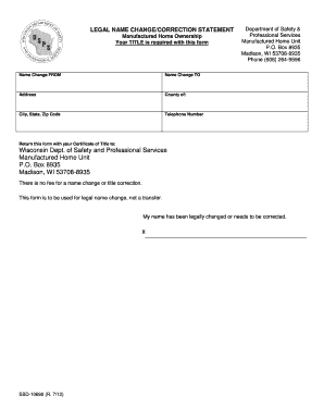Wisconsin Legal Name Change Form
