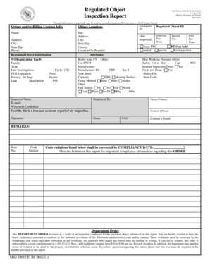 Wisconsin Boiler Inspection Report