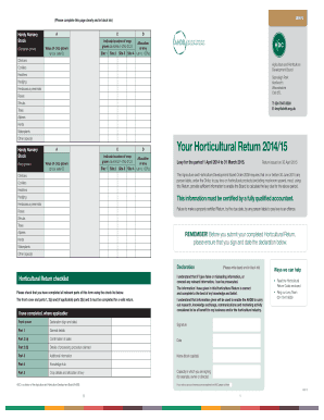 UK Horticultural Levy Return Form 2014/15