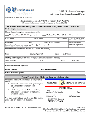 2012 Medicare Advantage Individual Enrollment Request Form