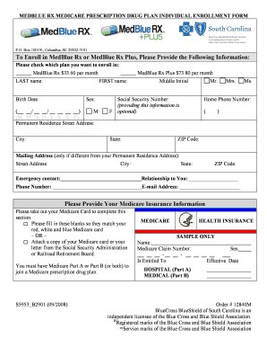 MedBlue Rx Medicare Prescription Drug Plan Enrollment Form