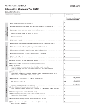 Minnesota Alternative Minimum Tax Form 2012