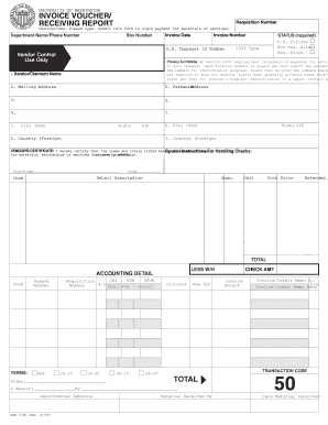 University of Washington Invoice Voucher