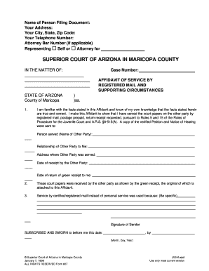 Affidavit of Service by Registered Mail