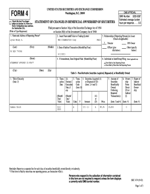 Form 4 Statement of Changes in Beneficial Ownership