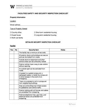 Facilities Safety and Security Inspection Checklist