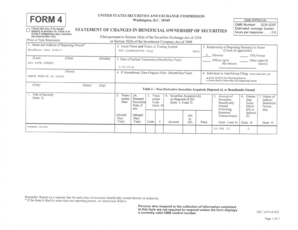 Form 4 Statement of Changes in Beneficial Ownership