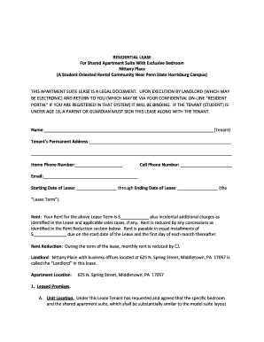 Residential Lease Agreement for Shared Apartment